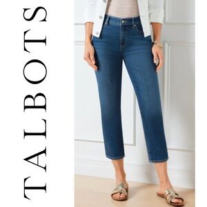 TALBOTS Straight Leg Crop Jean York Blue Stretch Cottagecore Coastal Elevated 2P
